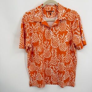 Chubbies Tex Naple Orange white pineapple golf Polo sz S